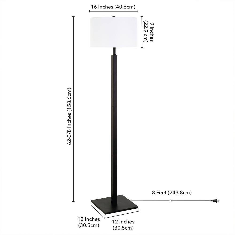 Hudson+Canal Flaherty 62.32 in. Blackened Bronze Floor Lamp with Fabric Shade