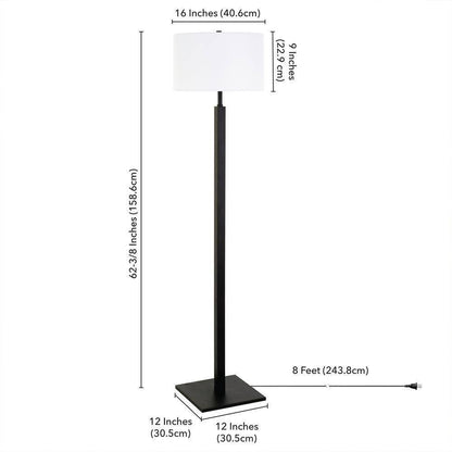 Hudson+Canal Flaherty 62.32 in. Blackened Bronze Floor Lamp with Fabric Shade