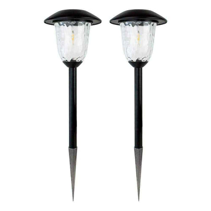 Solar Black Outdoor LED Filament-Style Landscape Path Light 2-Pack