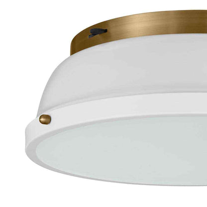 Hampton Bay Taspen 14 in. White/Brass LED Flush Mount Ceiling Light Fixture