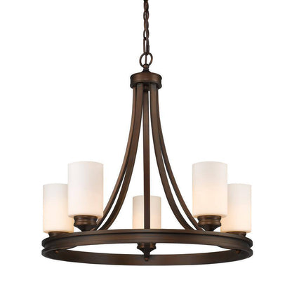 Golden Lighting Holborn Collection 5-Light Bronze Opal Shade Chandelier
