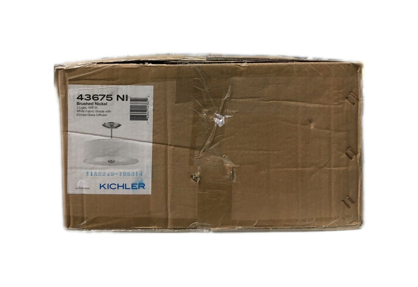 KICHLER Shailene Brushed Nickel Round Flush Ceiling Light w/ Microfiber Shade