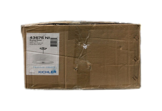 KICHLER Shailene Brushed Nickel Round Flush Ceiling Light w/ Microfiber Shade
