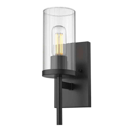 Golden Lighting Winslett 4.875 in. 1-Light Matte Black Sconce 7011-1W BLK-CLR