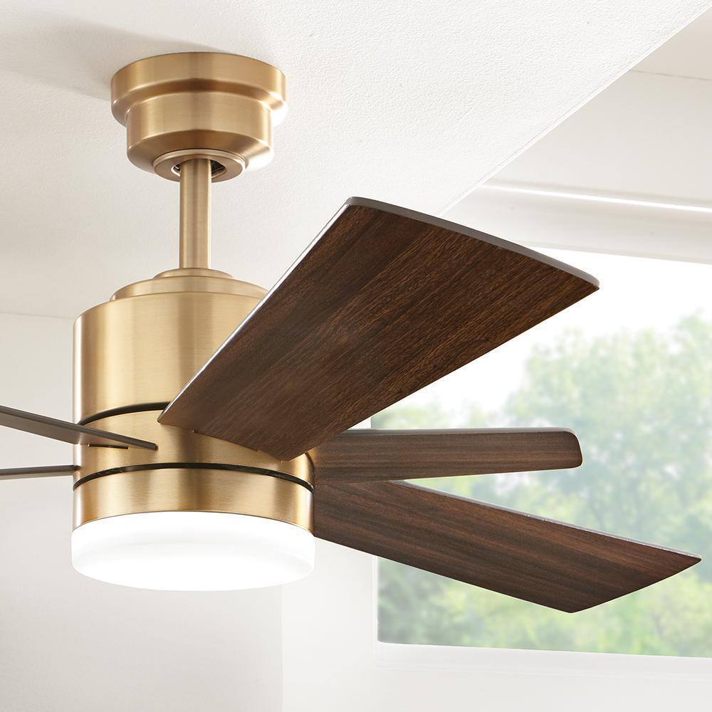 Home Decorators Hexton 52 in. Indoor LED Brushed Gold Ceiling Fan