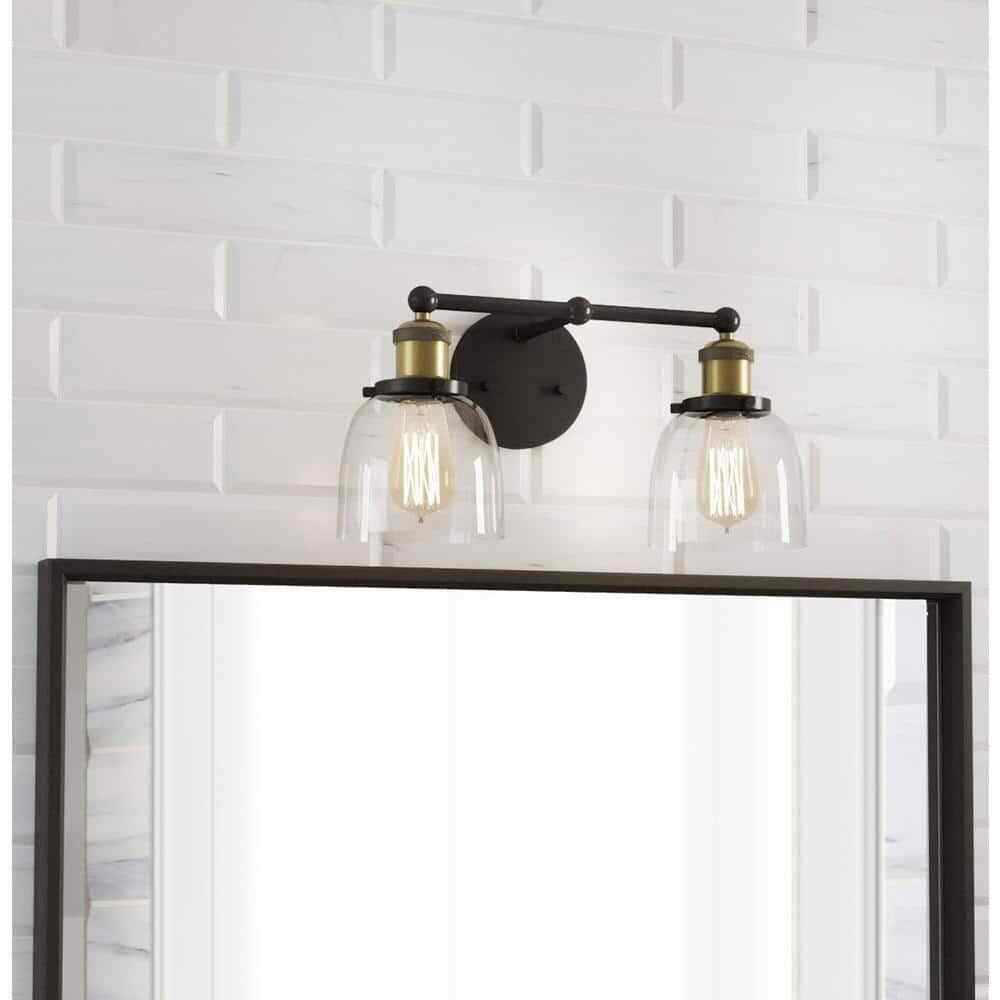 Home Decorators Collection Evelyn 2 Light Bronze Modern Bathroom Vanity Light