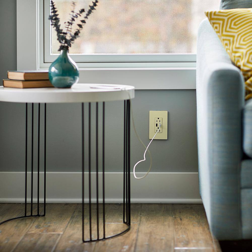 Legrand radiant 15 Amp 125 Volt Duplex Outlet with 3.1 Amp USB Ivory
