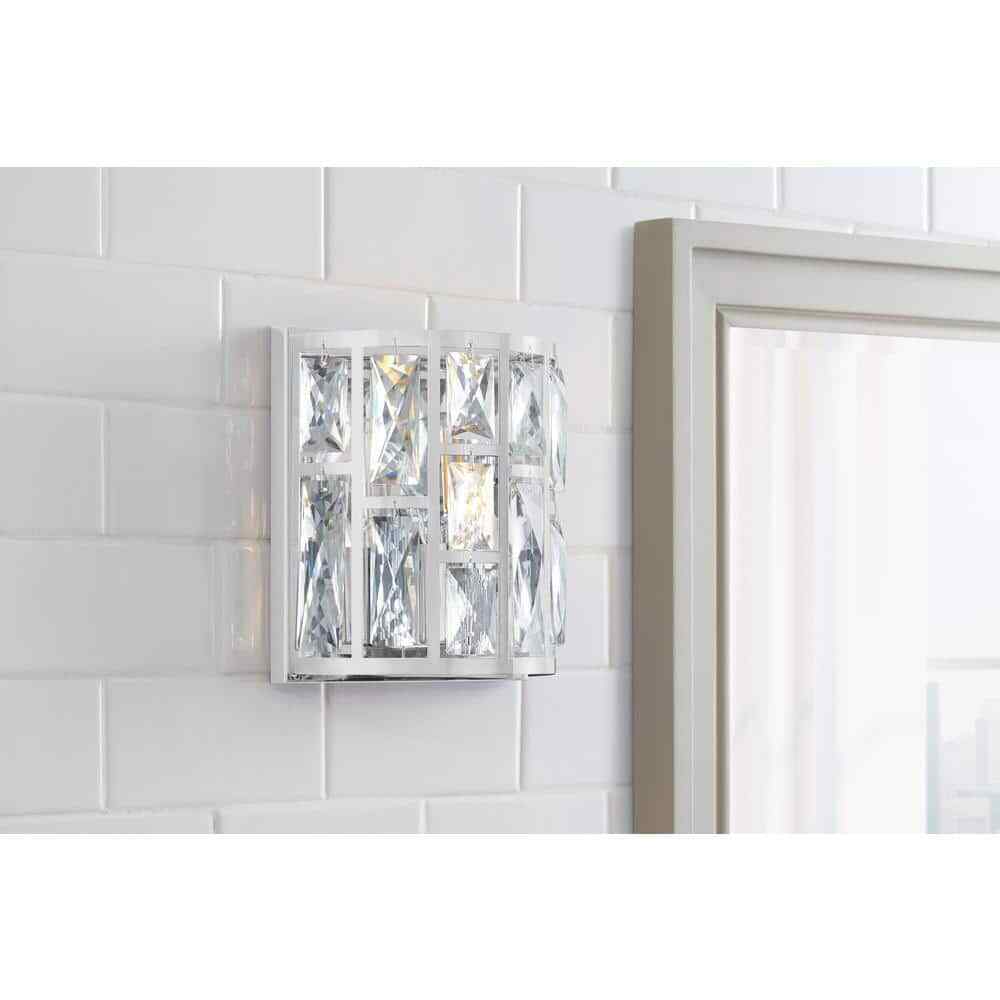Home Decorators Collection Kristella 1-Light Chrome Indoor Wall Sconce