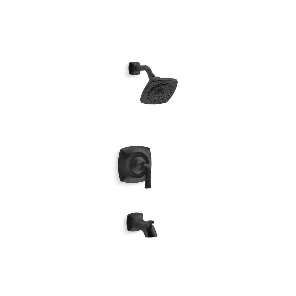 KOHLER Rubicon 1-Handle 3-Spray Tub and Shower Faucet in Matte Black