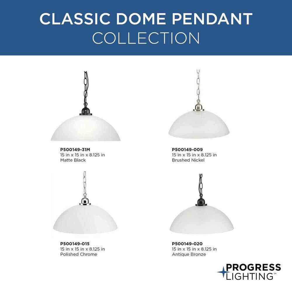 Progress Lighting Classic 1-Light Brushed Nickel Pendant P500149-009