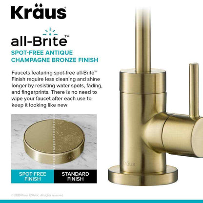 KRAUS Purita Single Handle Beverage Faucet in Spot Free Antique Champagne Bronze