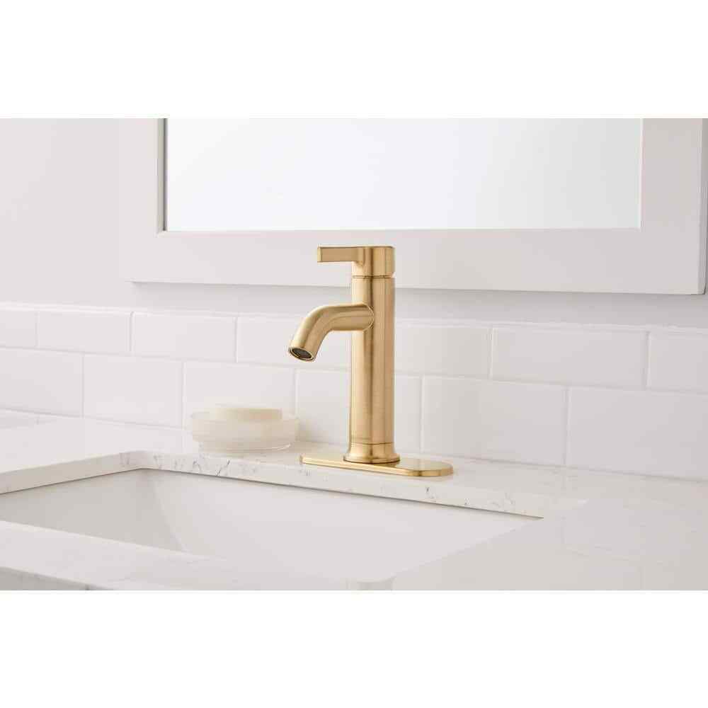 Glacier Bay Ryden Single Hole Single-Handle Bathroom Faucet in Brushed Gold