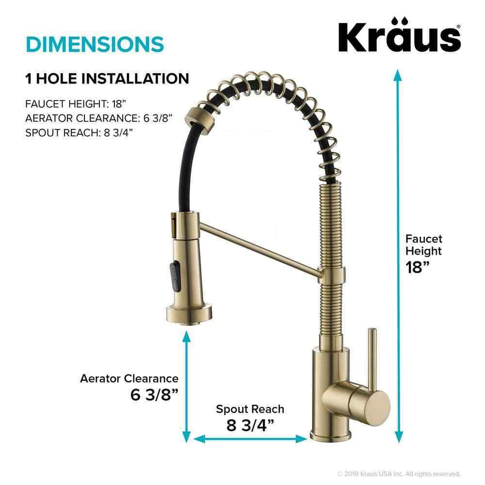 KRAUS Single Handle 18-Inch Pull Down Kitchen Faucet w/ Dual Function Sprayhead