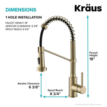 KRAUS Single Handle 18-Inch Pull Down Kitchen Faucet w/ Dual Function Sprayhead