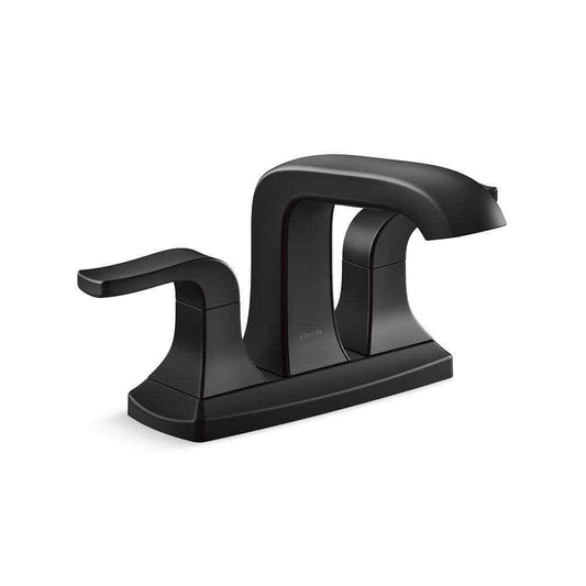 KOHLER Rubicon 4 in. Centerset Double Handle Bathroom Faucet in Matte Black