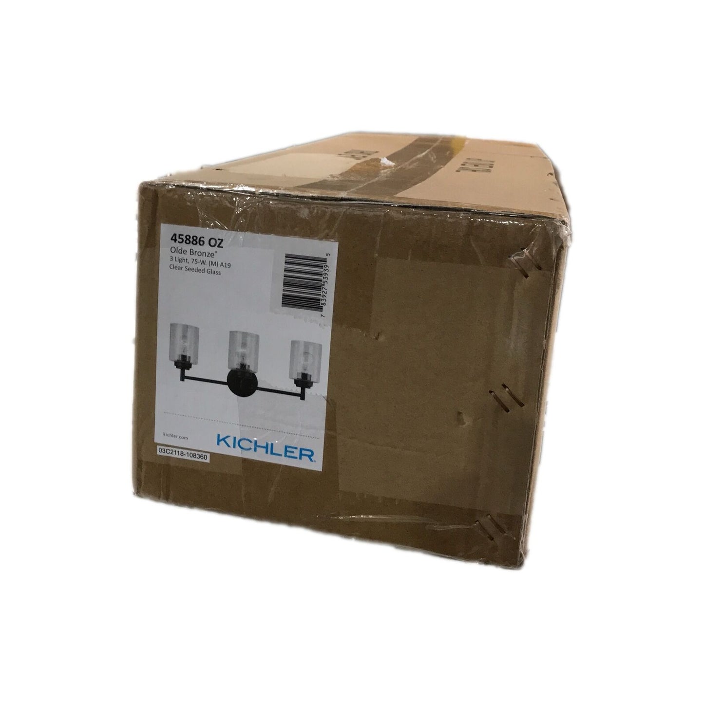 KICHLER Winslow 3-Light Olde Bronze Bathroom Vanity Light w/ Clear Seeded Glass