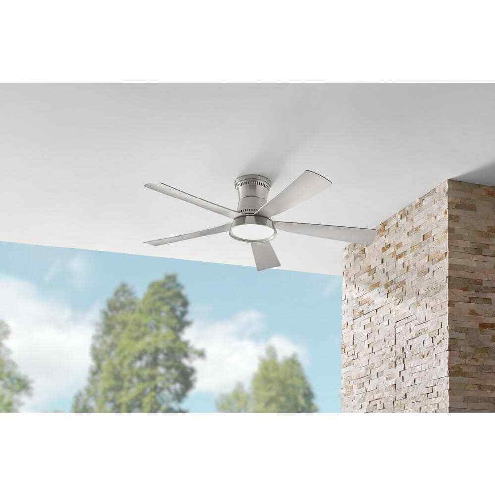 Hampton Bay Hawkspur 52 in. LED CCT Indoor/Outdoor Brushed Nickel Ceiling Fan