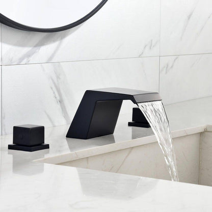 UKISHIRO 8 in. 2-Handle Low-Arc Bathroom Faucet in Spot Defense Matte Black