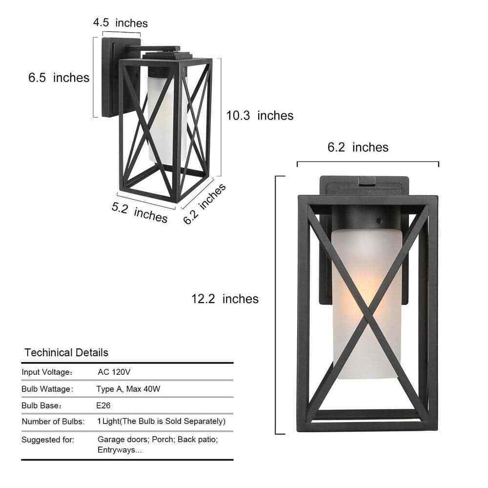 LNC 1-Light Modern Farmhouse Black Outdoor Wall Lantern Sconce Decorative Coach
