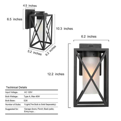 LNC 1-Light Modern Farmhouse Black Outdoor Wall Lantern Sconce Decorative Coach
