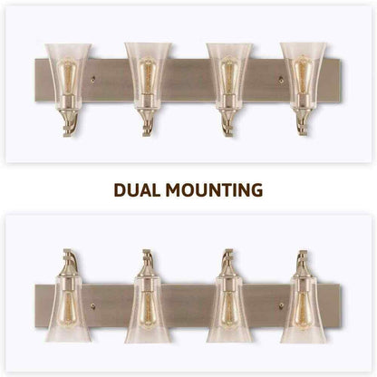 Merra 32 in. 4-Light Nickel Vanity Light with Clear Seeded Glass Shades