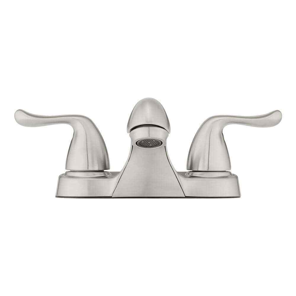 Glacier Bay 4 in. Centerset 2-Handle Low-Arc Bathroom Faucet in Brushed Nickel