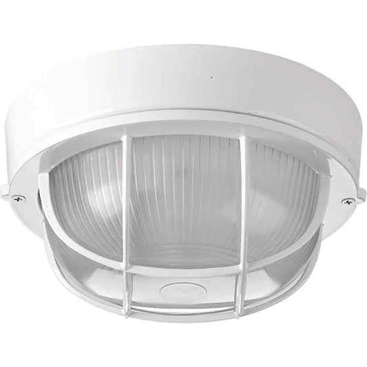 Progress Lighting Bulkheads White Ribbed Glass Modern 8" Flush Mount Light