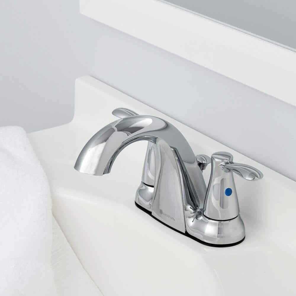 Glacier Bay Gable 4 in. Centerset 2-Handle Mid-Arc Bathroom Faucet in Chrome