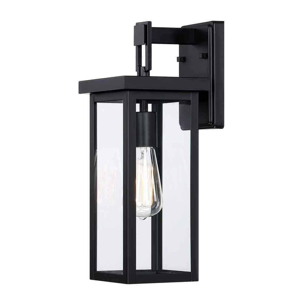 Hukoro 1-Light Matte Black Hardwired Outdoor Wall Lantern Sconce