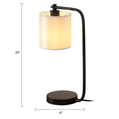Cedar Hill 19 in. Black Industrial Iron Desk Lamp with Fabric shade
