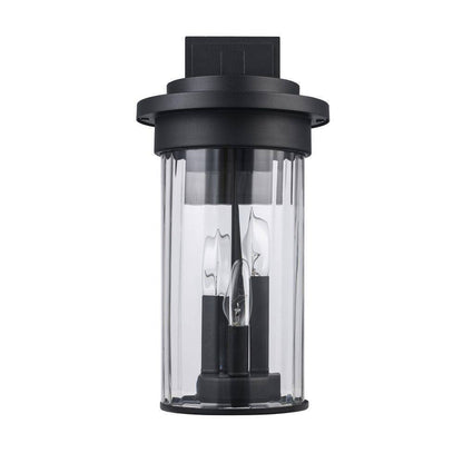 Bel Air Lighting Carmel 3-Light Black Outdoor Wall Light Fixture w/ Clear Glass