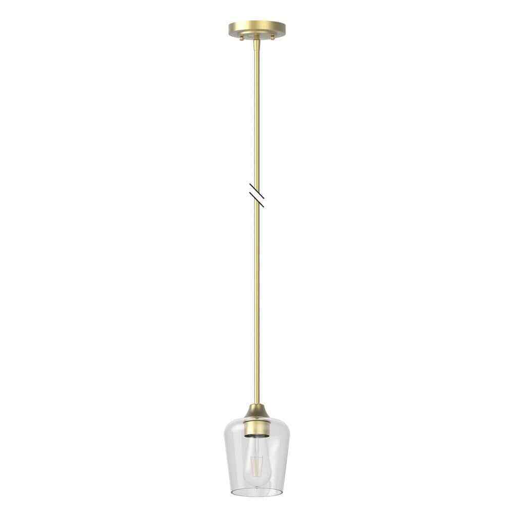 Hampton Bay Pavlen 5.5 in. Antique Brass Mini Pendant w/ Clear Glass Shade