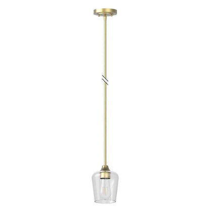 Hampton Bay Pavlen 5.5 in. Antique Brass Mini Pendant w/ Clear Glass Shade