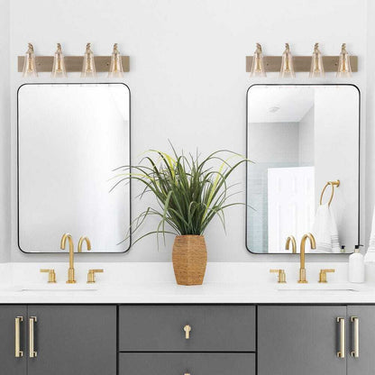 Merra 32 in. 4-Light Nickel Vanity Light with Clear Seeded Glass Shades