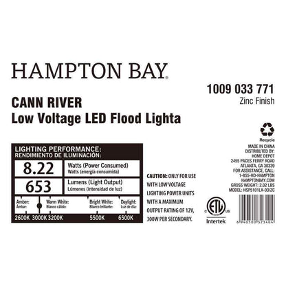 Hampton Bay Cann River Silver Low Voltage Hardwired Landscape Flood Light