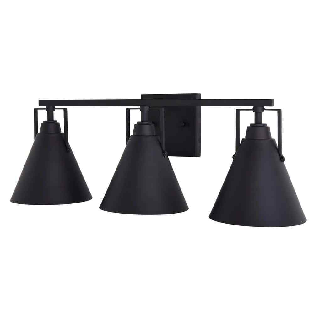 Home Decorators Insdale 3-Light Matte Black Modern Industrial Vanity Light