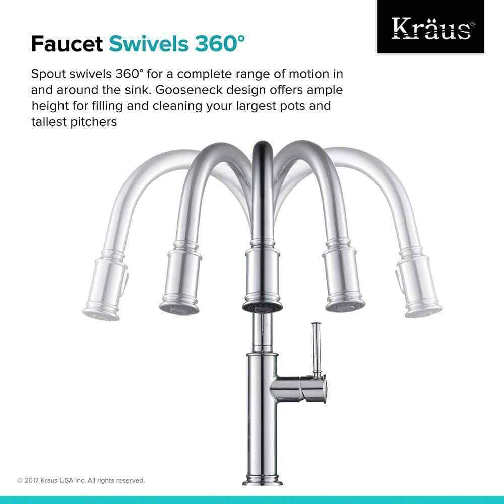 KRAUS Sellette Single-Handle Pull-Down Sprayer Faucet w/ Dual Function Sprayhead