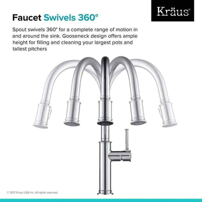 KRAUS Sellette Single-Handle Pull-Down Sprayer Faucet w/ Dual Function Sprayhead