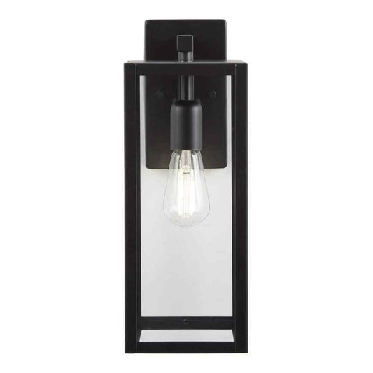 Hampton Bay Hurley Modern 1-Light Matte Black Hardwired Outdoor Wall Lantern
