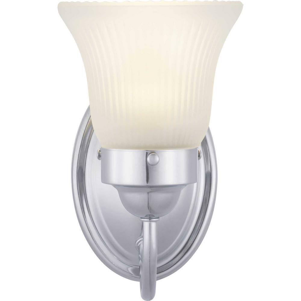 Progress Lighting Fluted Glass Polished Chrome Etched Fluted Glass Vanity Light