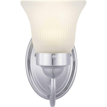 Progress Lighting Fluted Glass Polished Chrome Etched Fluted Glass Vanity Light