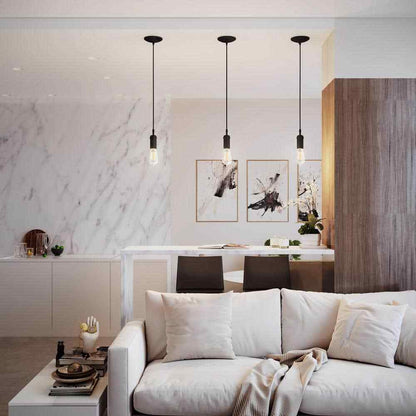 Globe Electric 1-Light Vintage Edison Matte Black Mini Pendant 64906