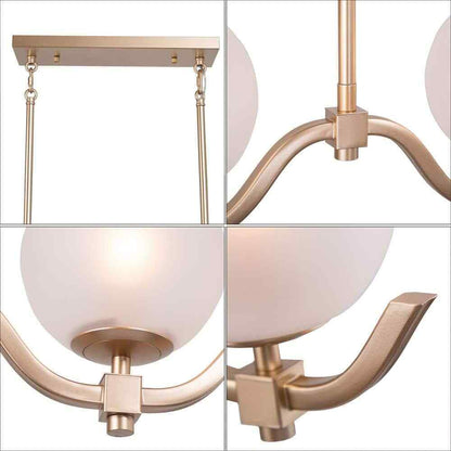 LNC Brass Gold Chandelier 3-Light High Ceiling Light with Frosted Glass Shades