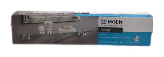 MOEN Retreat Wall-Mount Clear Glass Shelf Brushed Nickel