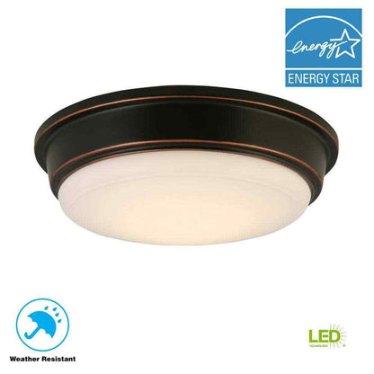 Hampton Bay Oil Rubbed Bronze Integrated LED Outdoor Flush Mount Ceiling Light