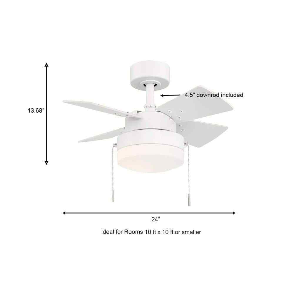 Hampton Bay Metarie II 24 in. Indoor Matte White Ceiling Fan with Light