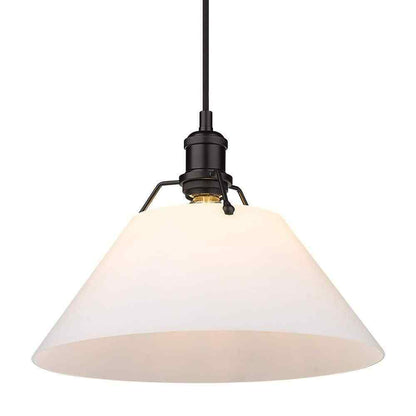 Golden Lighting Orwell Matte Black Standard Pendant Light with Opal Glass Shade