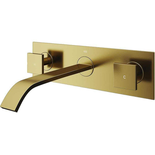 VIGO Titus Single-Hole Wall Mount Bathroom Faucet in Matte Brushed Gold