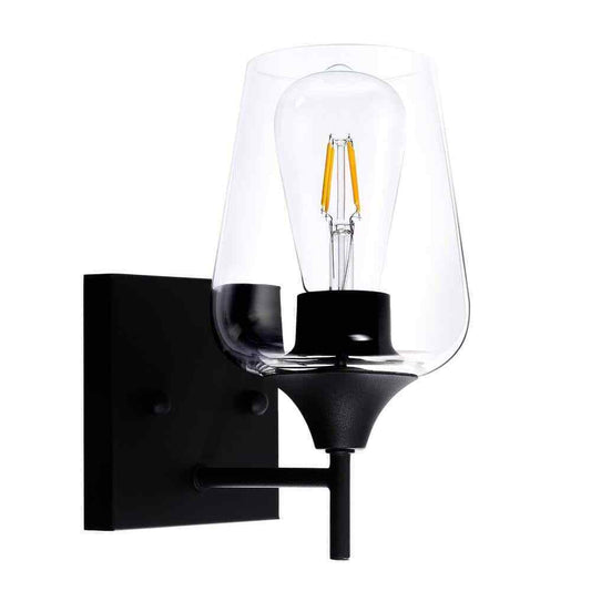 Merra 1-Light Matt Black Wall Sconce with Clear Glass Shade HCF-2801-00-BNHD-1