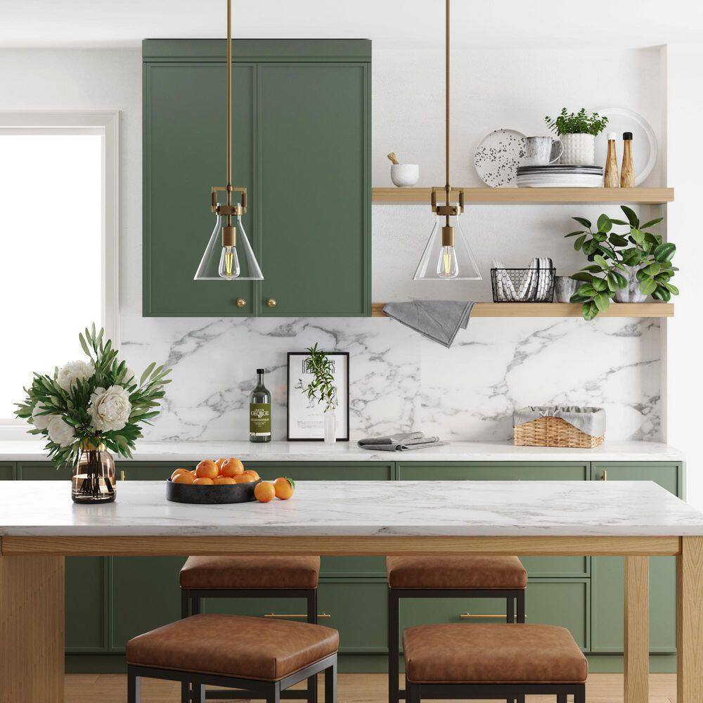Nathan James Vincent Gold Modern Pendant Light Fixture w/ Adjustable Metal Stem